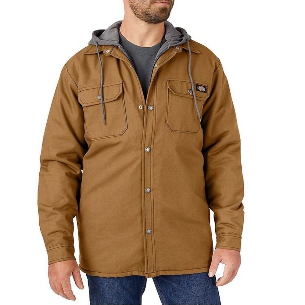 Wrangler Workwear‎ Mens Lined Hooded Work Jacket Brown Canvas Full Zip Size XL